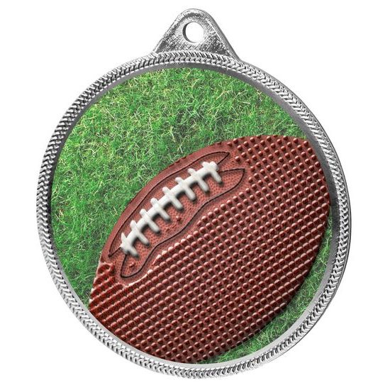 Gridiron Football Colour Texture 3D Print Silver Medal