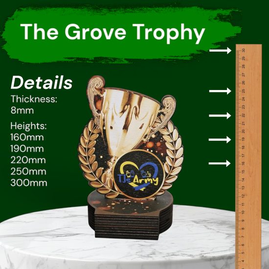 Grove Custom Printed Logo Cup Real Wood Trophy