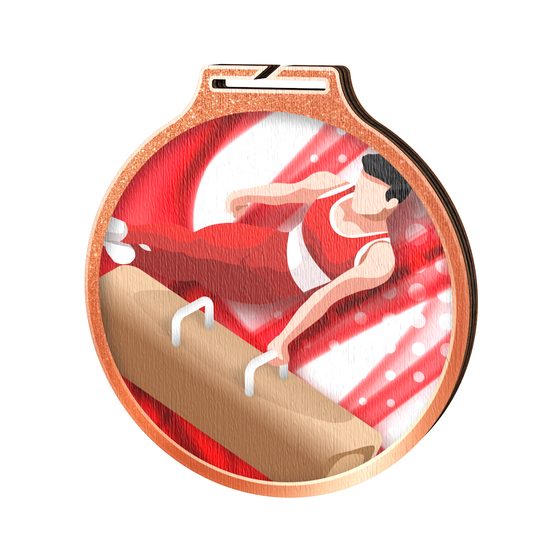 Habitat Male Gymnastics Bronze Eco Friendly Wooden Medal