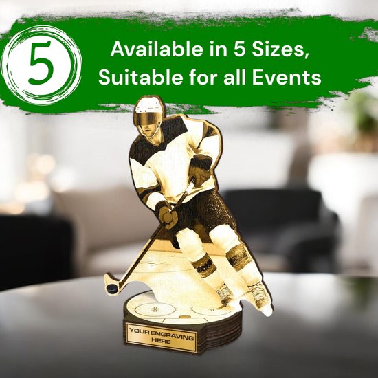 Grove Classic Ice Hockey Player Real Wood Trophy