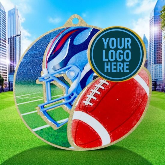 Aurum Amercian Football Stainless Steel Logo Insert Medal
