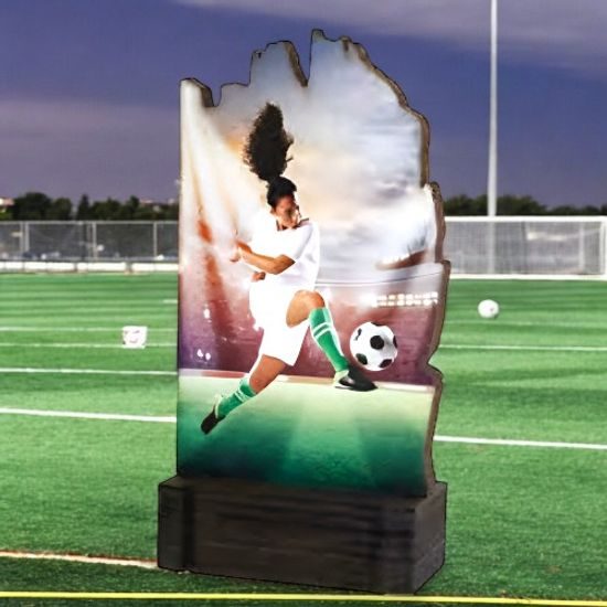 Shard Female Football Eco Friendly Wooden Trophy