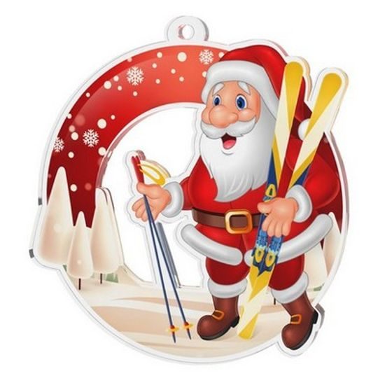 Snowy Father Christmas Ski Medal