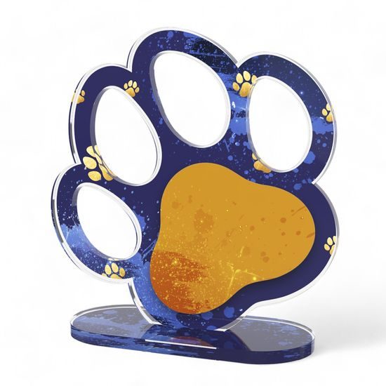 Hooch Dog Blue Paw Print Trophy