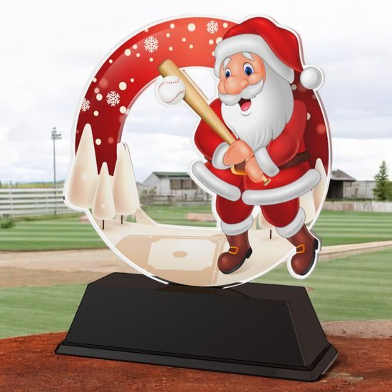 Santa Baseball Christmas Trophy