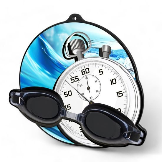 Rincon Colour Swimming Black Acrylic Medal