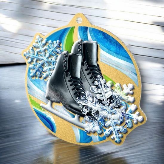 Aurum Ice Skating Black Boot Stainless Steel Medal