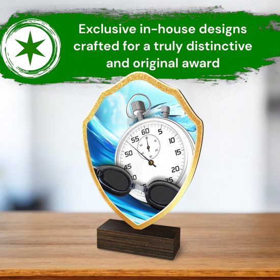 Arden Swimming Real Wood Shield Trophy