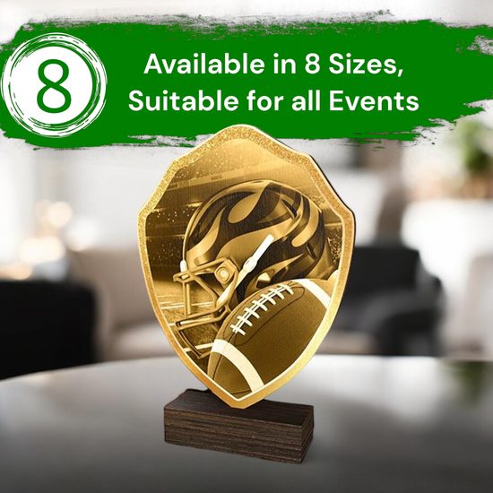 Arden Classic American Football Real Wood Shield Trophy
