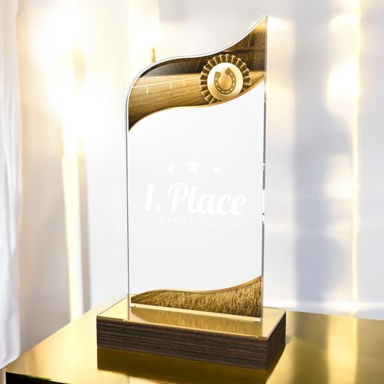 United Equestrian Rosette Acrylic Wood Fusion Trophy