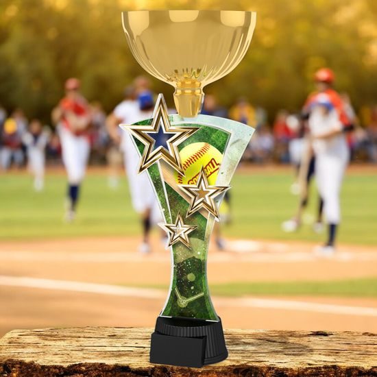 Triple Star Softball Gold Trophy Cup