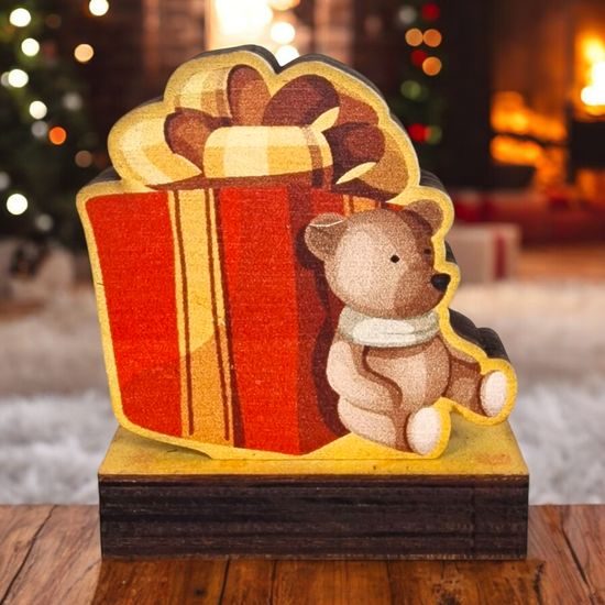 Traditional Christmas Gift Real Wood Decoration (75mm)