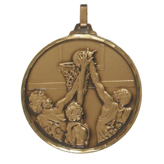 Diamond Edged Basketball Slam Dunk Bronze Medal