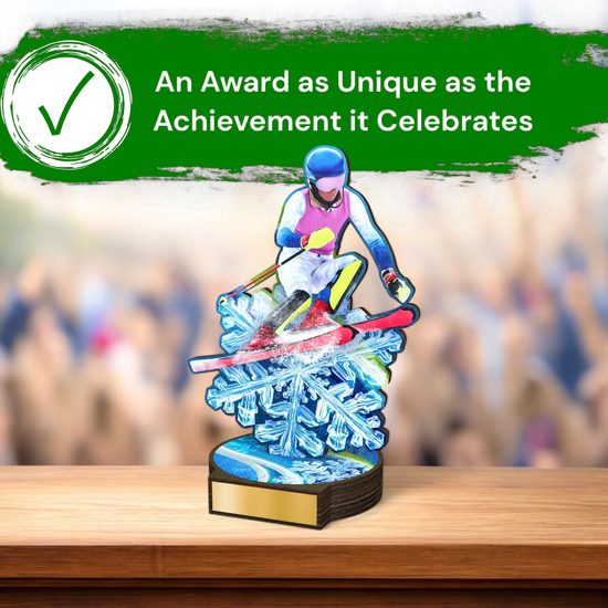 Grove Womens Downhill Skiing Real Wood Trophy