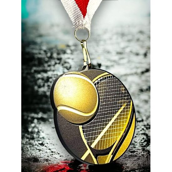 Rincon Classic Tennis Black Acrylic Medal