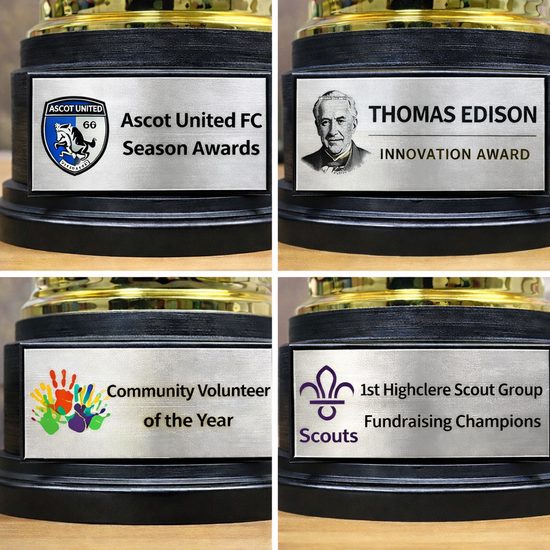 Custom Logo Printed Silver Metal Trophy Plates