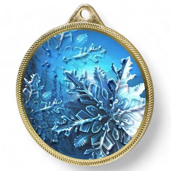 Snowflake Texture Print Full Colour 55mm Medal