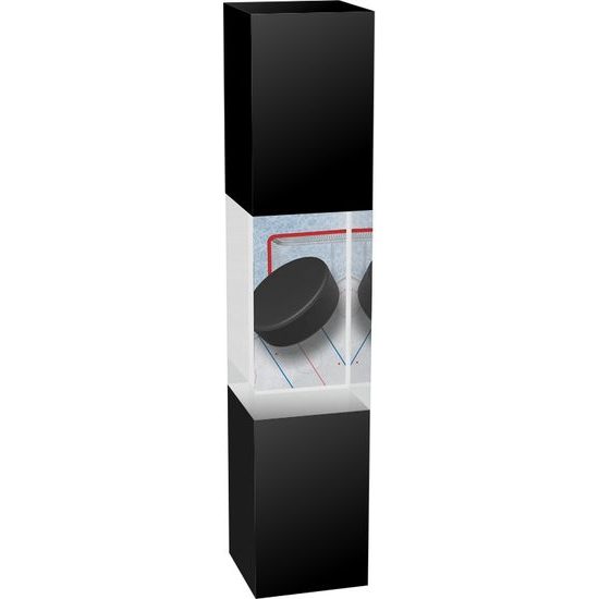 Staklo Black and Clear Solid Glass Cuboid Ice Hockey Trophy