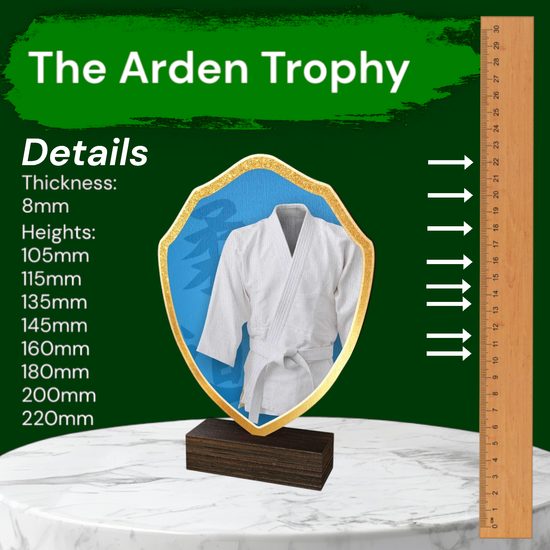 Arden Martial Arts Jacket Real Wood Shield Trophy