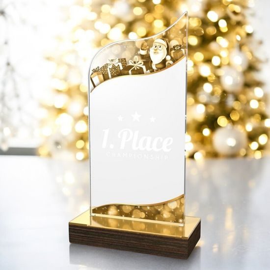 United Acrylic Wood Gold Santa Run Award