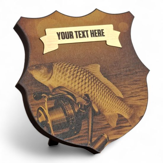Heraldic Birchwood Fishing Sepia Shield
