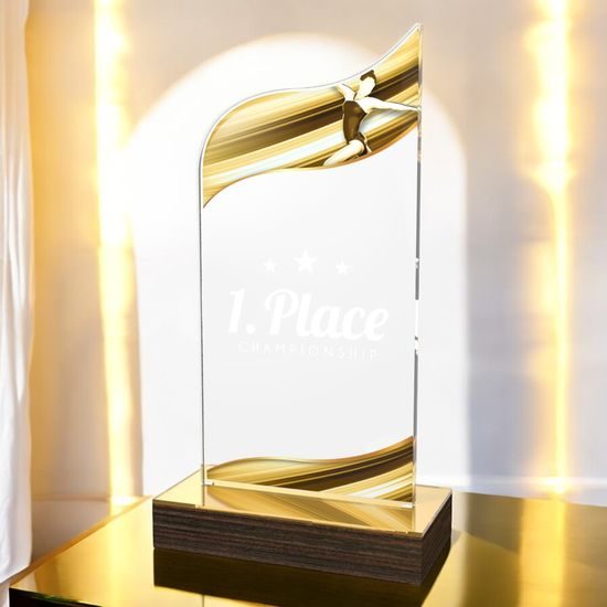 United Female Gymnastics Acrylic Wood Fusion Trophy