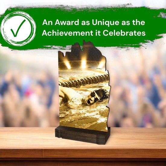 Shard Classic Swimming Eco Friendly Wooden Trophy
