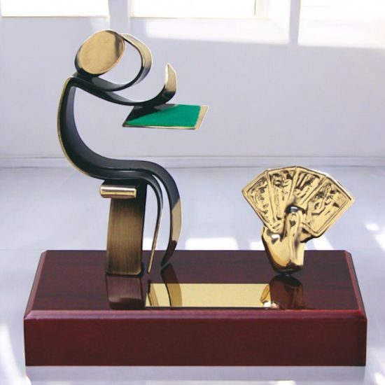 Barcelona Poker & Card Game Handmade Metal Trophy