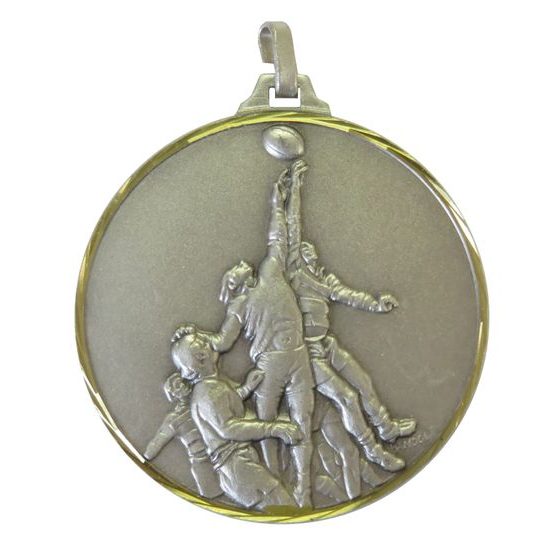 Diamond Edged Rugby Line Out Silver Medal