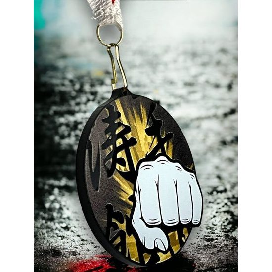 Rincon Classic Martial Arts Fist Black Acrylic Medal