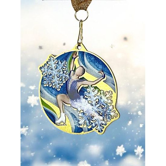 Aurum Ice Skating Figure Skater Stainless Steel Medal
