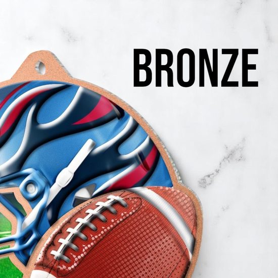 Aurum Amercian Football Stainless Steel Logo Insert Medal