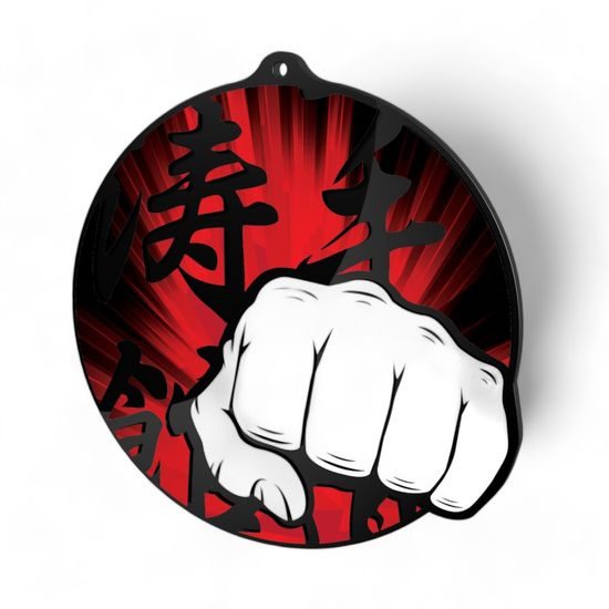 Rincon Colour Martial Arts Fist Black Acrylic Medal