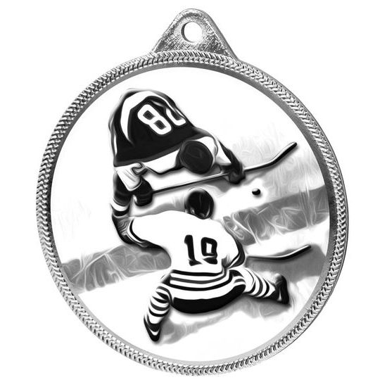 Ice Hockey Classic Texture 3D Print Silver Medal