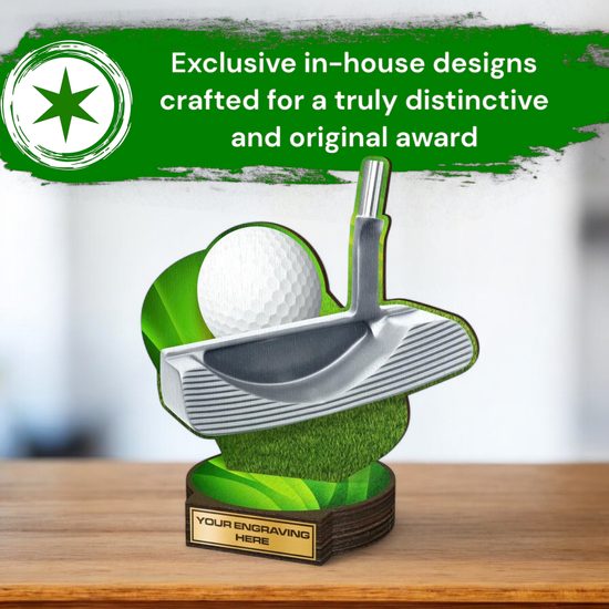 Grove Golf Putter Club Real Wood Trophy