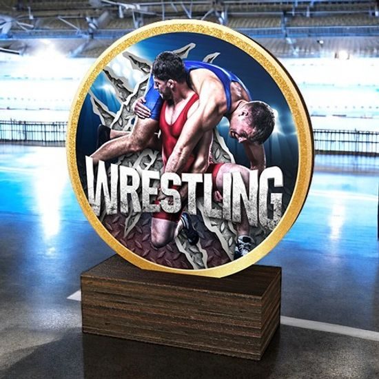 Holt Colour Wrestling Real Wood Trophy