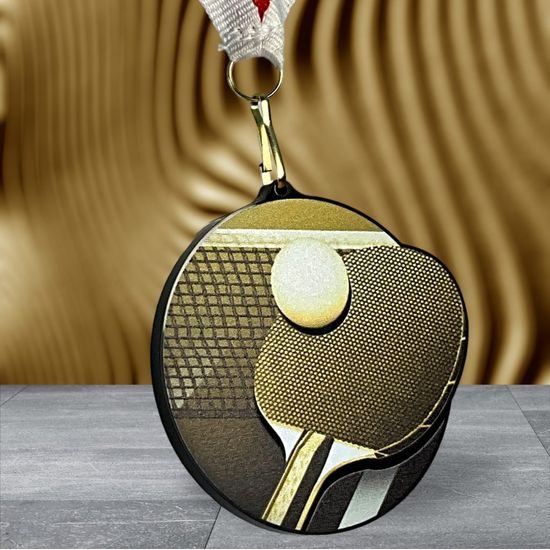 Rincon Classic Table Tennis Black Acrylic Medal