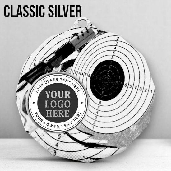 Dodeca Pistol Shooting Stainless Steel Logo Insert Medal