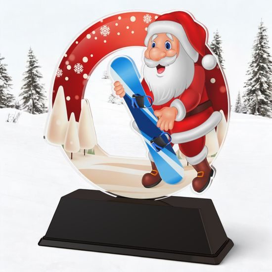 Santa Snowboard Christmas Trophy
