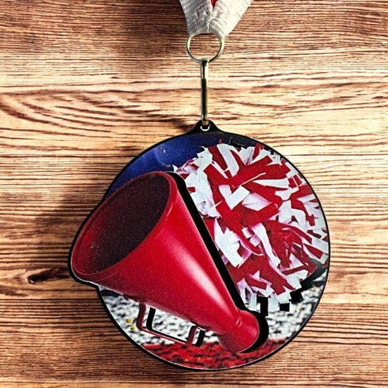 Rincon Colour Cheerleading Black Acrylic Medal
