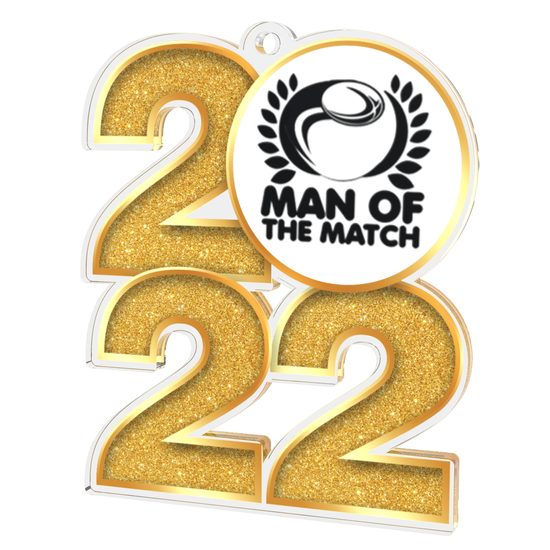 Rugby Man of the Match 2022 Gold Acrylic Medal