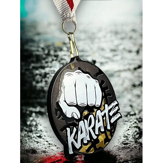 Rincon Classic Karate Black Acrylic Medal