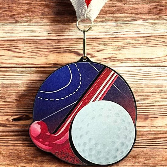 Rincon Colour Field Hockey Black Acrylic Medal