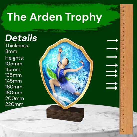 Arden Figure Skating Real Wood Shield Trophy