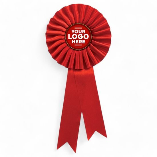 Red Satin Feel Logo Rosette