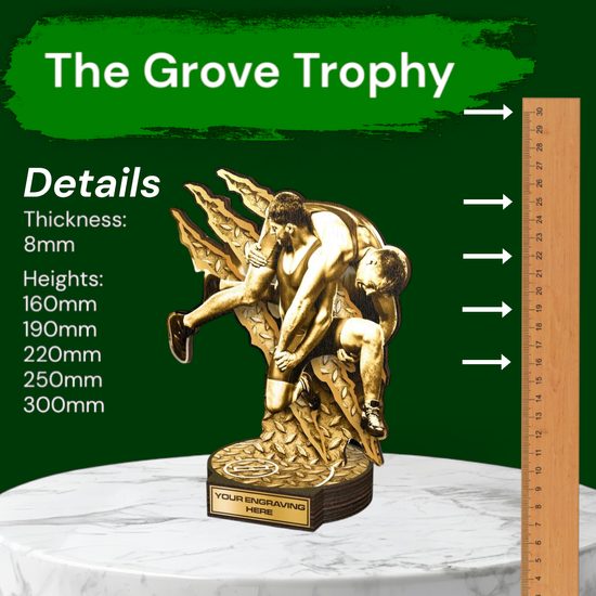 Grove Classic Wrestling Real Wood Trophy