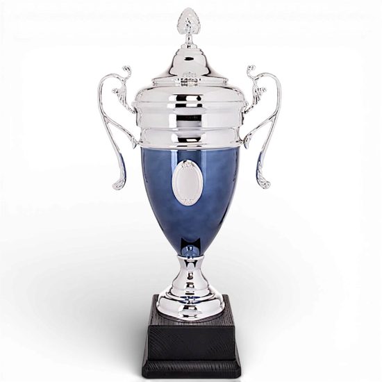 Oslo Silver & Blue Metal Cup with Lid