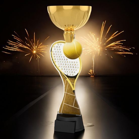 Vancouver Classic Tennis Racket and Ball Gold Cup Trophy