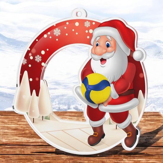 Snowy Father Christmas Volleyball Medal