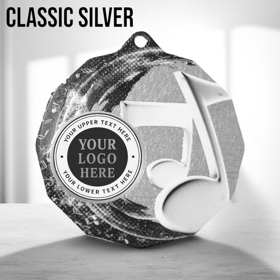 Dodeca Music Note Stainless Steel Logo Insert Medal